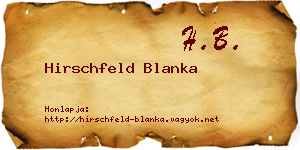 Hirschfeld Blanka névjegykártya